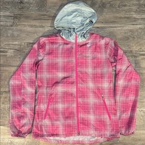 Nike - Hot Pink and Gray Plaid Running Jacket -Size M